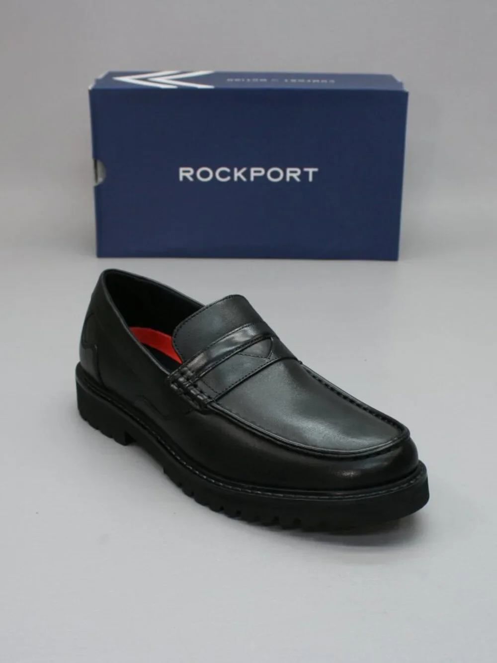 Rockport Men's 9 M Maverick Penny Loafers Black Leather Loafers Slip-ons Shoes